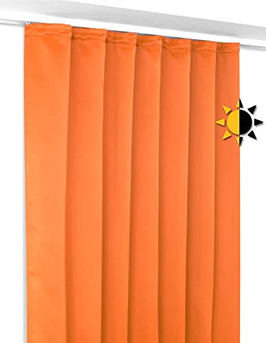 Verdunkelungsgardine mit Kräuselband U-Band, Blackout Vorhang Blickdicht abdunkelnd, Größe und Farbe wählbar (Breite: 140 cm, Höhe: 225 cm, Terra) von BEAUTEX