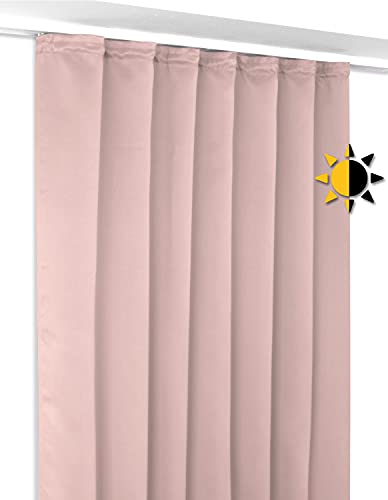 BEAUTEX Verdunkelungsgardine mit Kräuselband U-Band, Blackout Vorhang Blickdicht abdunkelnd, Größe und Farbe wählbar (Breite: 140 cm, Höhe: 245 cm, Altrosa) von BEAUTEX