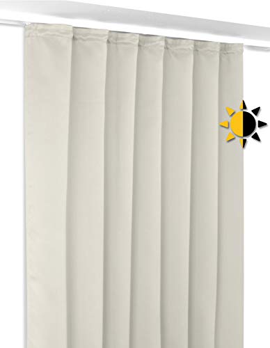 BEAUTEX Verdunkelungsgardine mit Kräuselband U-Band, Blackout Vorhang Blickdicht abdunkelnd, Größe und Farbe wählbar (Breite: 140 cm, Höhe: 245 cm, Creme) von BEAUTEX