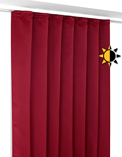 BEAUTEX Verdunkelungsgardine mit Kräuselband U-Band, Blackout Vorhang Blickdicht abdunkelnd, Größe und Farbe wählbar (Breite: 300 cm, Höhe: 245 cm, Bordeaux) von BEAUTEX