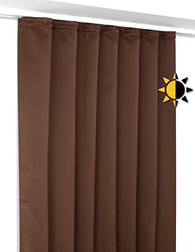 BEAUTEX Verdunkelungsgardine mit Kräuselband U-Band, Blackout Vorhang Blickdicht abdunkelnd, Größe und Farbe wählbar (Breite: 300 cm, Höhe: 245 cm, Dunkelbraun) von BEAUTEX