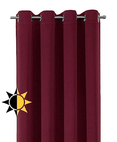 BEAUTEX Verdunkelungsgardine mit Ösen, Blackout Ösenschal Blickdicht abdunkelnd, Größe und Farbe wählbar (Breite: 140 cm, Höhe: 145 cm, Bordeaux) von BEAUTEX