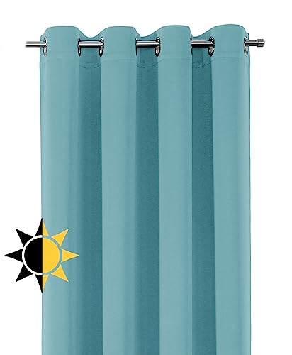 BEAUTEX Verdunkelungsgardine mit Ösen, Blackout Ösenschal Blickdicht abdunkelnd, Größe und Farbe wählbar (Breite: 140 cm, Höhe: 245 cm, Himmelblau) von BEAUTEX