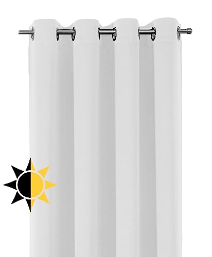 BEAUTEX Verdunkelungsgardine mit Ösen, Blackout Ösenschal Blickdicht abdunkelnd, Größe und Farbe wählbar (Breite:140 cm, Höhe: 145 cm, Weiß) von BEAUTEX