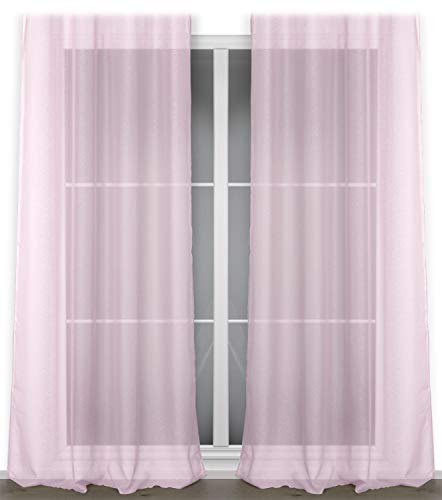BEAUTEX Vorhang mit Kräuselband oder Ösen, transparente Gardine Dolly, Farbe und Größe wählbar (Kräuselband - Breite 140 cm - Höhe 250 cm - 2 Stück - Rose) von BEAUTEX