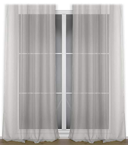 BEAUTEX Vorhang mit Kräuselband oder Ösen, transparente Gardine Dolly, Farbe und Größe wählbar (Kräuselband - Breite 290 cm - Höhe 250 cm - 1 Stück - Stein) von BEAUTEX
