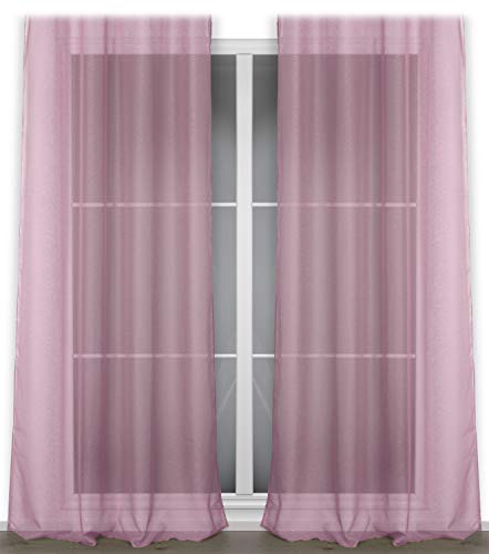 BEAUTEX Vorhang mit Ösen oder Kräuselband, transparente Gardine Dolly, Farbe und Größe wählbar (Ösenschal - Breite 140 cm - Höhe 240 cm - 2 Stück - Altrosa) von BEAUTEX