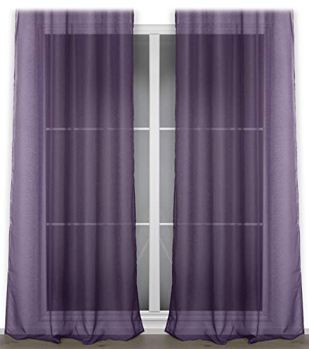 BEAUTEX Vorhang mit Ösen oder Kräuselband, transparente Gardine Dolly, Farbe und Größe wählbar (Ösenschal - Breite 140 cm - Höhe 240 cm - 2 Stück - Pflaume) von BEAUTEX