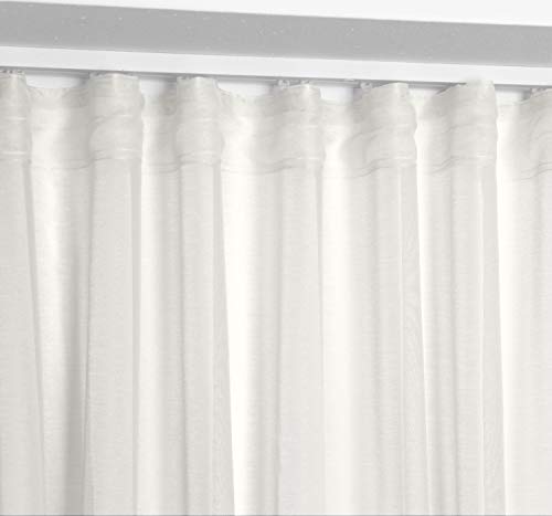 BEAUTEX Vorhang mit U-Band 140x250 cm (Farbe Wählbar) transparente Kräuselband Gardine, Dolly (Elfenbein) von BEAUTEX