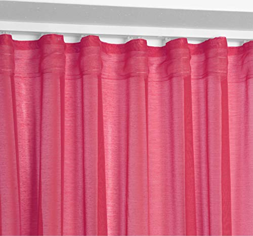 BEAUTEX Vorhang mit U-Band 140x250 cm (Farbe Wählbar) transparente Kräuselband Gardine, Dolly (Rot) von BEAUTEX