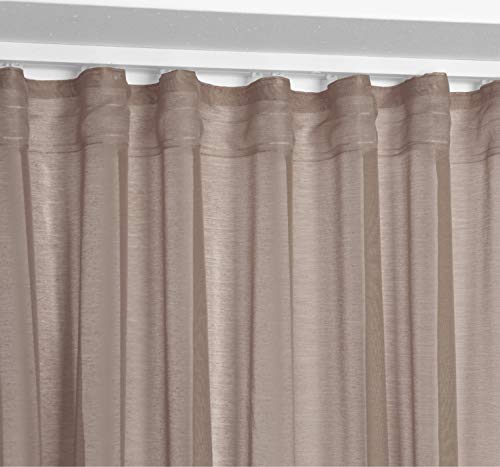 BEAUTEX Vorhang mit U-Band 140x250 cm (Farbe Wählbar) transparente Kräuselband Gardine, Dolly (Taupe) von BEAUTEX