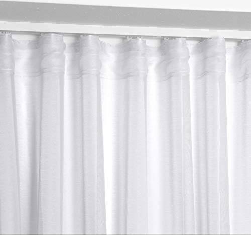 BEAUTEX Vorhang mit U-Band 140x250 cm (Farbe Wählbar) transparente Kräuselband Gardine, Dolly (Weiß) von BEAUTEX