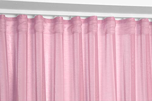 BEAUTEX Vorhang mit U-Band 290x250 cm (Farbe Wählbar) transparente Kräuselband Gardine, Dolly (Altrosa) von BEAUTEX