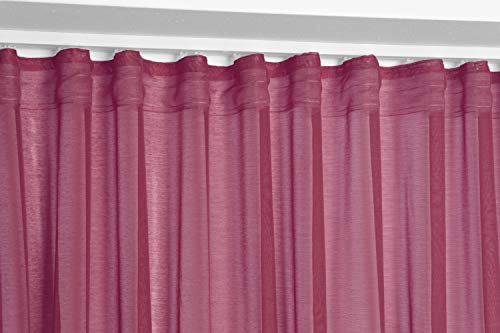 BEAUTEX Vorhang mit U-Band 290x250 cm (Farbe Wählbar) transparente Kräuselband Gardine, Dolly (Bordeaux) von BEAUTEX