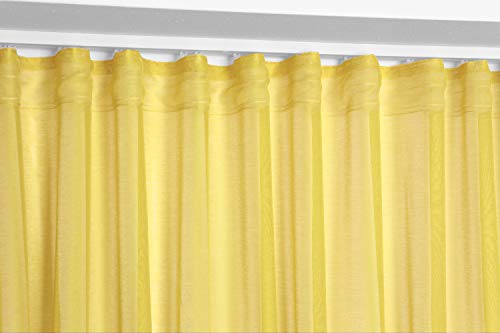 BEAUTEX Vorhang mit U-Band 290x250 cm (Farbe Wählbar) transparente Kräuselband Gardine, Dolly (Gelb) von BEAUTEX