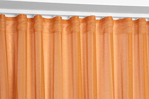 BEAUTEX Vorhang mit U-Band 290x250 cm (Farbe Wählbar) transparente Kräuselband Gardine, Dolly (Orange) von BEAUTEX