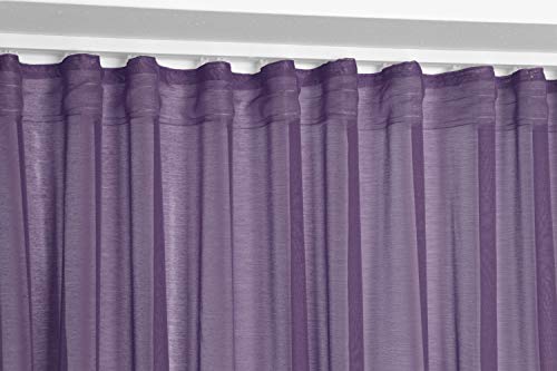 BEAUTEX Vorhang mit U-Band 290x250 cm (Farbe Wählbar) transparente Kräuselband Gardine, Dolly (Pflaume) von BEAUTEX