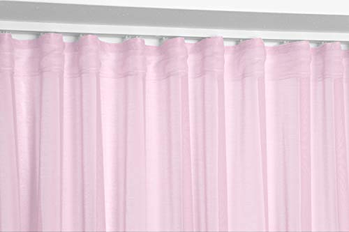 BEAUTEX Vorhang mit U-Band 290x250 cm (Farbe Wählbar) transparente Kräuselband Gardine, Dolly (Rose) von BEAUTEX
