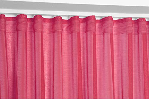 BEAUTEX Vorhang mit U-Band 290x250 cm (Farbe Wählbar) transparente Kräuselband Gardine, Dolly (Rot) von BEAUTEX