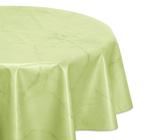 Wachstuchtischdecke abwischbar, OVAL RUND ECKIG, fleckenabweisende Gartentischdecke Marmorstein, zuschneidbare Wachstuch Tischdecke (Oval 140x210 cm, Apfelgrün) von BEAUTEX