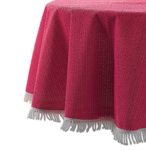 BEAUTEX Wetterfeste Garten Balkon Terrasse Camping Weichschaum Tischdecke, Größe + Farbe wählbar (oval 150x210 cm, Rot) von BEAUTEX