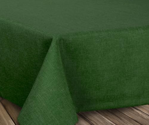 BEAUTEX fleckenabweisende und bügelfreie Tischdecke - Tischtuch mit Lotuseffekt - Tischwäsche in Leinenoptik, Eckig 130x260 cm, Dunkelgrün von BEAUTEX