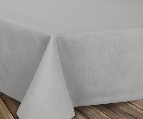 BEAUTEX fleckenabweisende und bügelfreie Tischdecke - Tischtuch mit Lotuseffekt - Tischwäsche in Leinenoptik, Eckig 110x140 cm, Hellgrau von BEAUTEX
