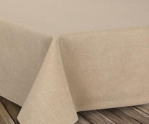BEAUTEX fleckenabweisende und bügelfreie Tischdecke - Tischtuch mit Lotuseffekt - Tischwäsche in Leinenoptik, Eckig 110x180 cm, Sand von BEAUTEX