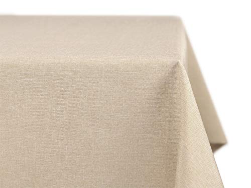 BEAUTEX fleckenabweisende und bügelfreie Tischdecke - Tischtuch mit Lotuseffekt - Tischwäsche in Leinenoptik - Größe und Farbe wählbar, Eckig 110x220 cm, Sand von BEAUTEX