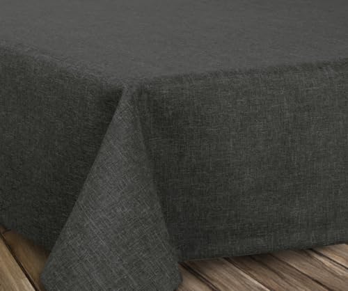 BEAUTEX fleckenabweisende und bügelfreie Tischdecke - Tischtuch mit Lotuseffekt - Tischwäsche in Leinenoptik, Eckig 130x160 cm, Dunkelgrau von BEAUTEX