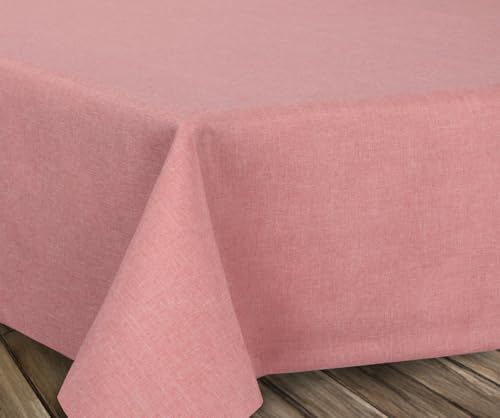 BEAUTEX fleckenabweisende und bügelfreie Tischdecke - Tischtuch mit Lotuseffekt - Tischwäsche in Leinenoptik, Eckig 130x260 cm, Rose von BEAUTEX