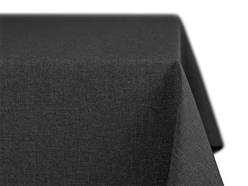 BEAUTEX fleckenabweisende und bügelfreie Tischdecke - Tischtuch mit Lotuseffekt - Tischwäsche in Leinenoptik - Größe und Farbe wählbar, Eckig 130x300 cm, Dunkelgrau von BEAUTEX