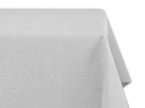 BEAUTEX fleckenabweisende und bügelfreie Tischdecke - Tischtuch mit Lotuseffekt - Tischwäsche in Leinenoptik - Größe und Farbe wählbar, Eckig 130x300 cm, Hellgrau von BEAUTEX