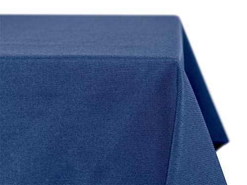 BEAUTEX fleckenabweisende und bügelfreie Tischdecke - Tischtuch mit Lotuseffekt - Tischwäsche in Leinenoptik - Größe und Farbe wählbar, Eckig 160x320 cm, Dunkelblau von BEAUTEX