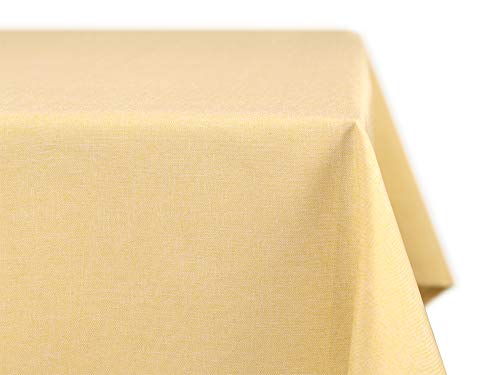 BEAUTEX fleckenabweisende und bügelfreie Tischdecke - Tischtuch mit Lotuseffekt - Tischwäsche in Leinenoptik - Größe und Farbe wählbar, Eckig 160x320 cm, Hellgelb von BEAUTEX