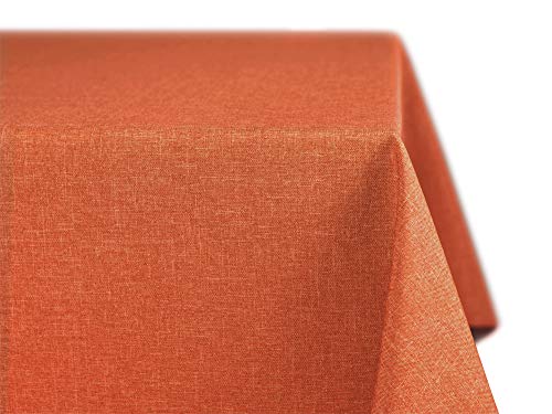 BEAUTEX fleckenabweisende und bügelfreie Tischdecke - Tischtuch mit Lotuseffekt - Tischwäsche in Leinenoptik - Größe und Farbe wählbar, Eckig 160x320 cm, Terracotta von BEAUTEX