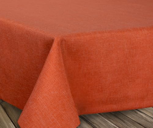 BEAUTEX fleckenabweisende und bügelfreie Tischdecke - Tischtuch mit Lotuseffekt - Tischwäsche in Leinenoptik, Eckig 160x320 cm, Terracotta von BEAUTEX