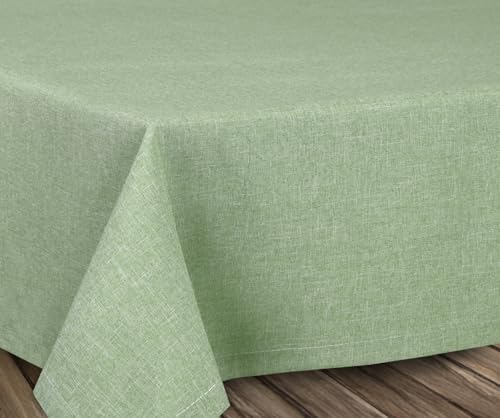 BEAUTEX fleckenabweisende und bügelfreie Tischdecke - Tischtuch mit Lotuseffekt - Tischwäsche in Leinenoptik, Oval 130x220 cm, Hellgrün von BEAUTEX
