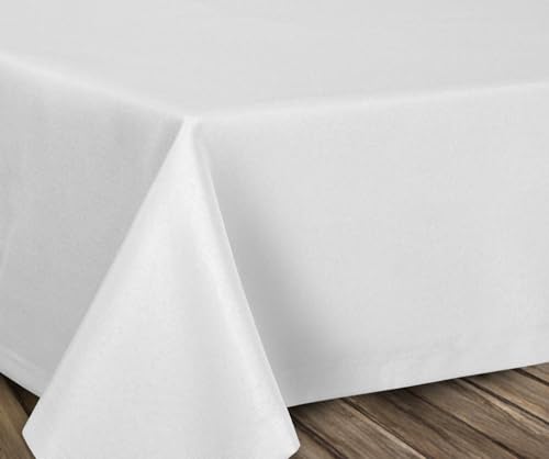 BEAUTEX fleckenabweisende und bügelfreie Tischdecke - Tischtuch mit Lotuseffekt - Tischwäsche in Leinenoptik, Oval 130x220 cm, Weiss von BEAUTEX