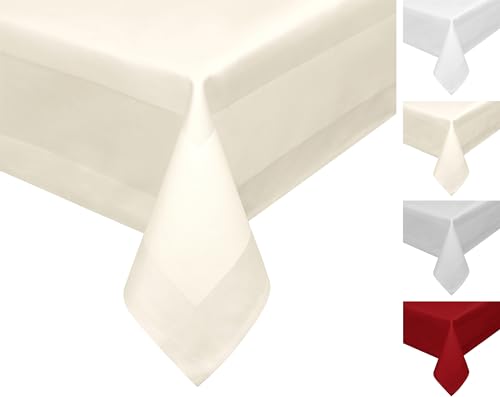 Damast Tischdecke, 100% mercerisierte Vollzwirn Baumwolle, Gastronomie Tischwäsche (Farbe: Creme, Größe: Tischdecke eckig 130x170 cm) von BEAUTEX