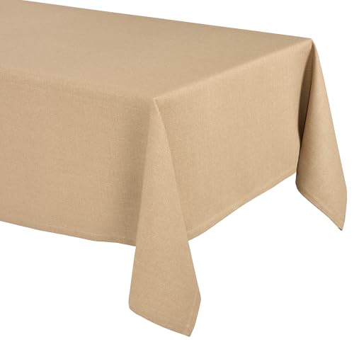 Elegante Tischdecke mit natürlicher Leinenoptik, Lina Tischdecke und Tischläufer, Größe und Farbe wählbar (Eckig 130x260 cm, Honigbraun) von BEAUTEX