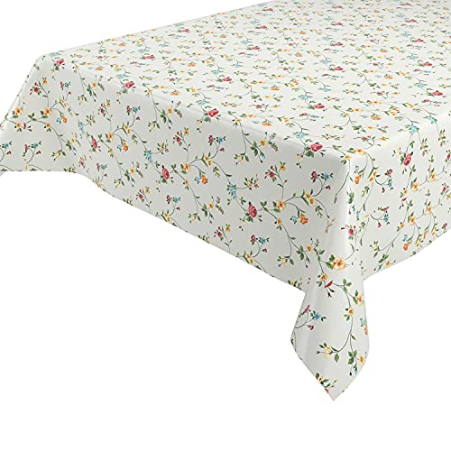 Klassisch Blümchen Wachstuchtischdecke Wachstuch abwischbar Garten Tischdecke RUND OVAL ECKIG, Größe wählbar (Oval 140x200 cm) von BEAUTEX