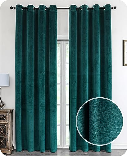 Samt Vorhang Ösen Verdunkelung Gardine Velvet Blickdicht, 140x145 cm (Breite 140 cm, Höhe 145 cm, Petrol) von BEAUTEX