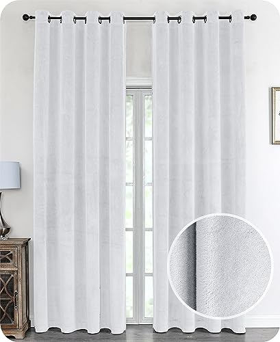 Samt Vorhang Ösen Verdunkelung Gardine Velvet Blickdicht, 140x175 cm (Breite 140 cm, Höhe 175 cm, Weiß) von BEAUTEX