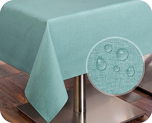 Tischdecke Tischläufer Leinen Struktur, abwischbar schmutzabweisend, Baumwolle, Farbe und Größe wählbar (Tischdecke eckig 110x140 cm, Aquamarin) von BEAUTEX