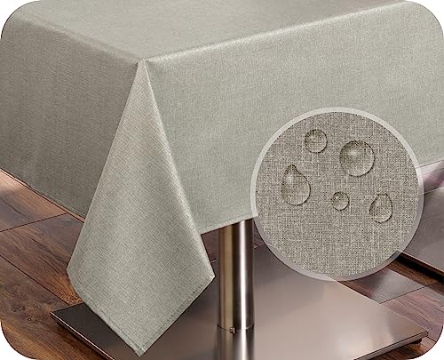 Tischdecke Tischläufer Leinen Struktur, abwischbar schmutzabweisend, Baumwolle, Farbe und Größe wählbar (Tischdecke eckig 110x140 cm, Sand) von BEAUTEX