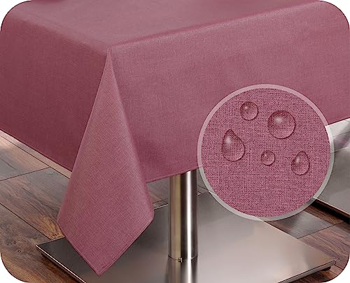 Tischdecke Tischläufer Leinen Struktur, abwischbar schmutzabweisend, Baumwolle, Farbe und Größe wählbar (Tischdecke eckig 130x160 cm, Burgund) von BEAUTEX