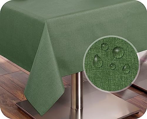 Tischdecke Tischläufer Leinen Struktur, abwischbar schmutzabweisend, Baumwolle, Farbe und Größe wählbar (Tischdecke eckig 130x160 cm, Moosgrün) von BEAUTEX