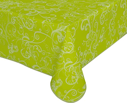 Wachstuch Tischdecke abwischbar rutschfest mit Paspelband Eckig Rund Oval, Motiv Farbe Größe wählbar (Ranke Grün, Eckig 110x140 cm) von BEAUTEX