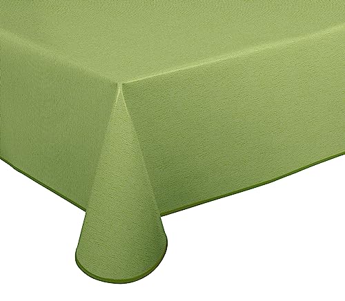 Wachstuch Tischdecke abwischbar rutschfest mit Paspelband Eckig Rund Oval, Motiv Farbe Größe wählbar (Leinenstruktur Grün, Eckig 130x160 cm) von BEAUTEX
